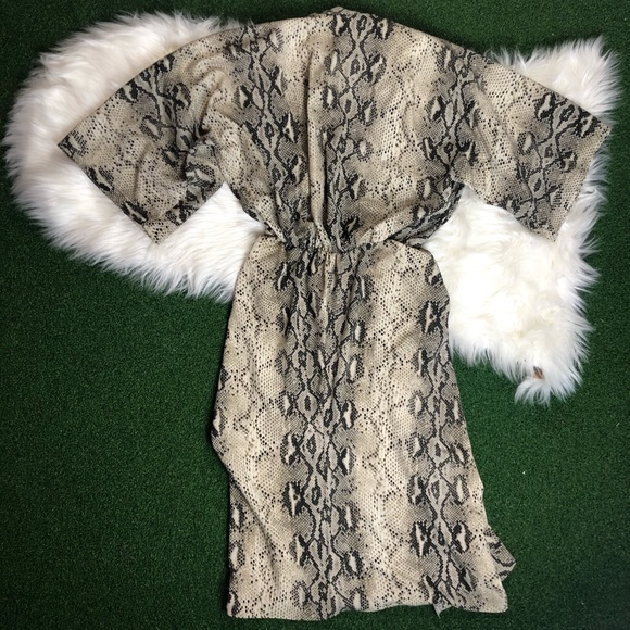 NWT ZARA Snake Skin Print Midi V Neck Dress - Picture 8 of 8